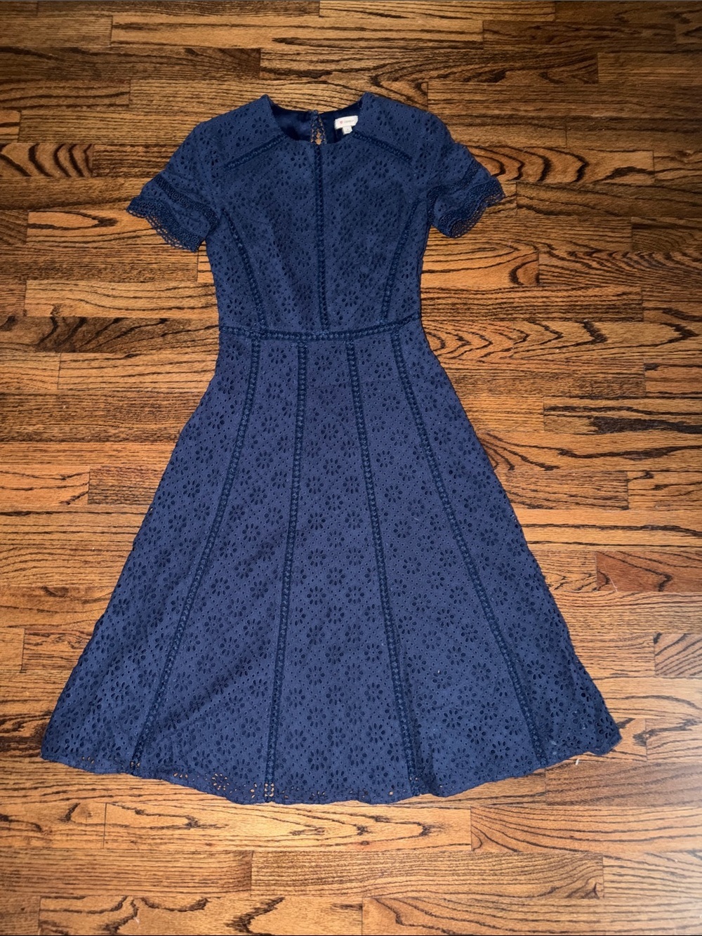Cremieux Navy Eyelet Fit-and-Flare Dress - Women